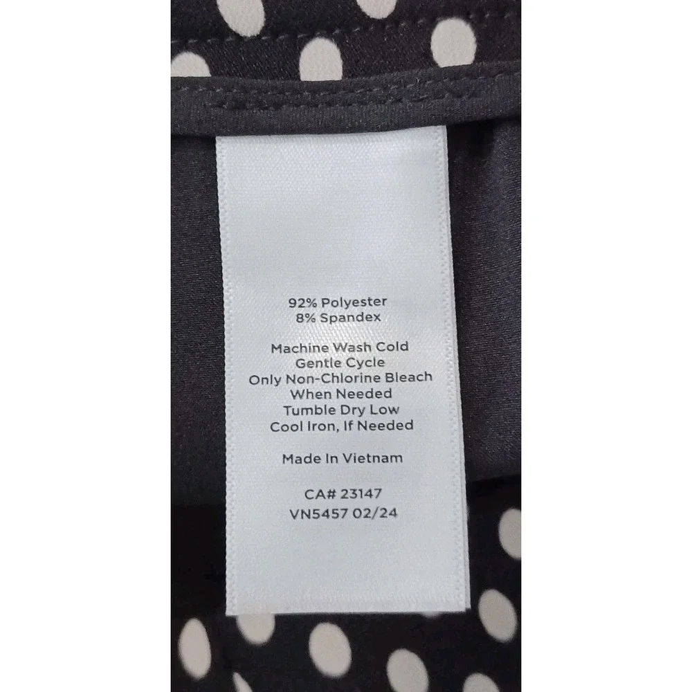 Talbots Womens Black White Polka Dot‎ Wide Leg Stretch Trouser Pants Size S